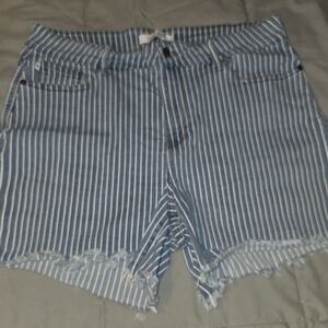 Judy Blue Striped Blue & White Women’s Casual Shorts